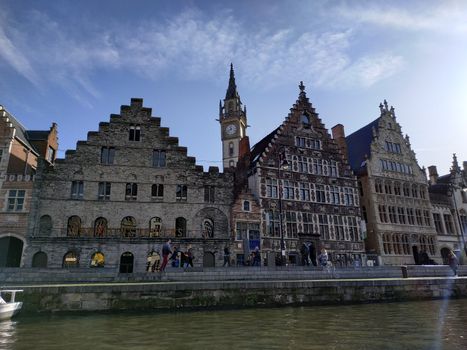 Ghent, Belgium - November 02, 2019: view on the streets and roads with tourists walking around