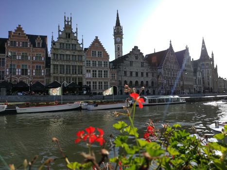 Ghent, Belgium - November 02, 2019: view on the streets and roads with tourists walking around