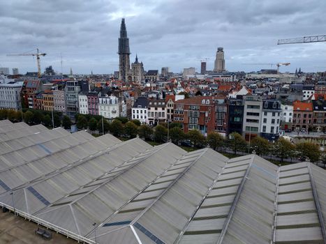 Antwerp, Belgium - November 02, 2019: view on the streets and roads with tourists walking around