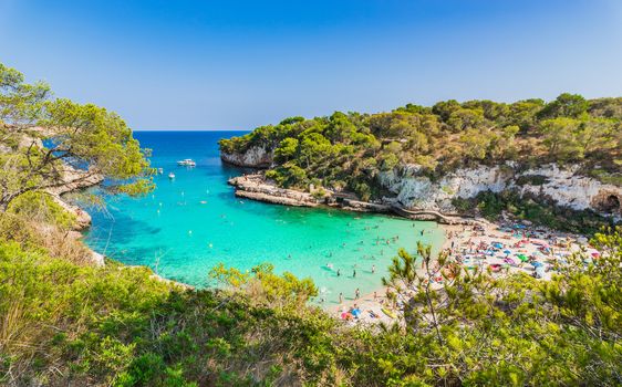 Beautiful island scenery, idyllic bay beach on Majorca island, Spain Mediterranean Sea