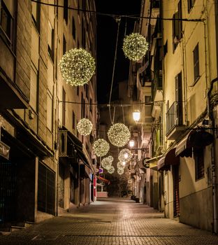 Illuminated street in Palma de Mallorca at christmas