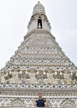 THAILAND, BANGKOK - 28 MARCH 2016:  tiled pagoda at the temple of the sun or dawn temple
