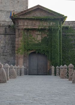 Spain, Barcelona - June 2018:  Entrance to Montjuic Castle