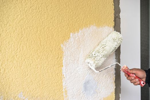 Craftman is painting wall