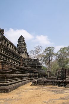 Angkor Thom, Cambodia, March 2016: Rear elevations of the impressive Baphuon temple mountain. reconstructed by archaeologists over 16 years