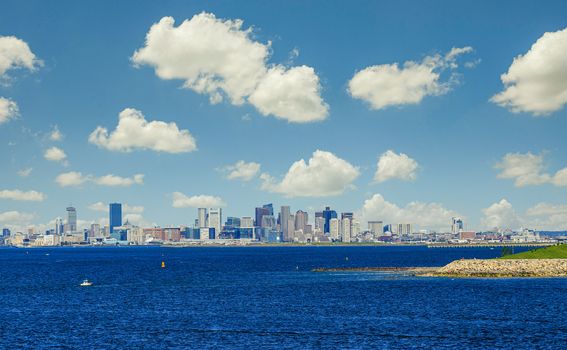 Boston Skyline from the deep blue sea