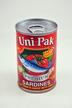 MANILA, PH - JUNE 26 - Unipak sardines can on June 26, 2020 in Manila, Philippines.