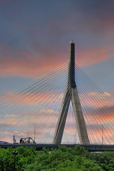 White Tower on Suspension Bridge in Boston