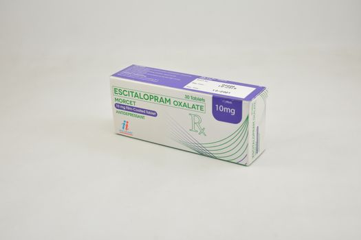 MANILA, PH - JUNE 26 - Escitalopram oxalate morcet antidepressant tablet on June 26, 2020 in Manila, Philippines.