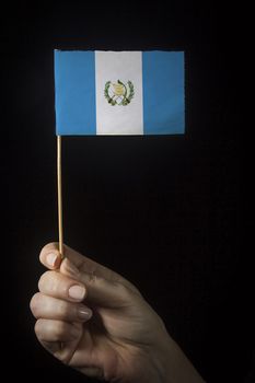 Hand with small flag of state of Guatemala