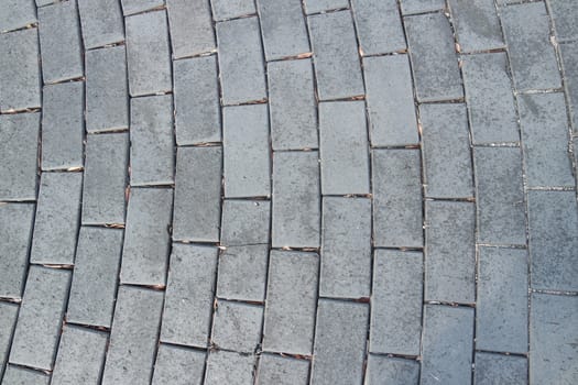 Closeup texture of brick floor. A background of a weathered old exterior brick floor with copy space for text