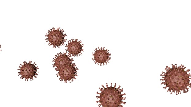 3D illustration of a virus particle. Closeup of a virus structure against clear background with copy space for text