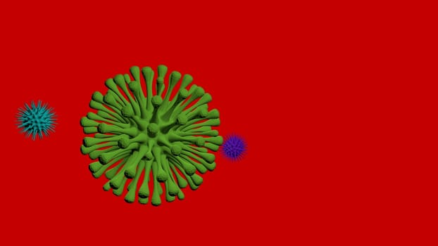 3D illustration of a virus particle. Closeup of a virus structure against clear background with copy space for text