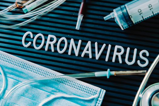 Coronavirus medical still life concept background