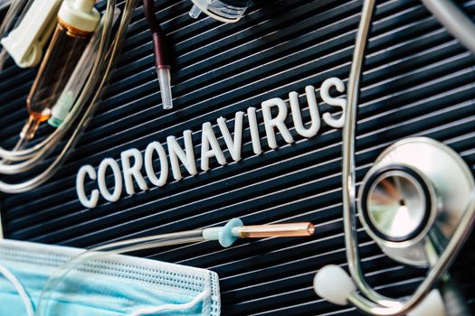 Coronavirus medical still life concept background