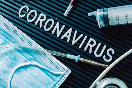 Coronavirus medical still life concept background