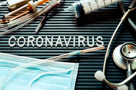 Coronavirus medical still life concept background