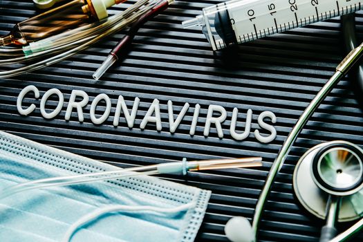 Coronavirus medical still life concept background
