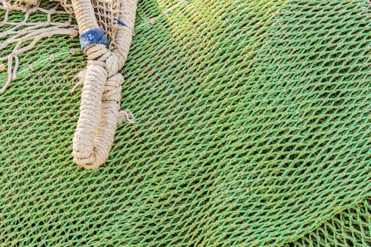Close-up of maritime fish net pattern texture

