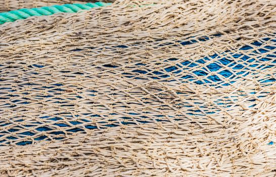 Close-up of fish net pattern, maritime background texture