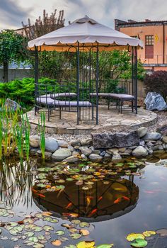 Shabo, Ukraine 09.29.2019. Small garden in the Shabo winery, Odessa region, Ukraine