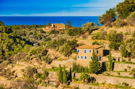 Mediterranean landscape and houses of Deia, Mallorca Spain