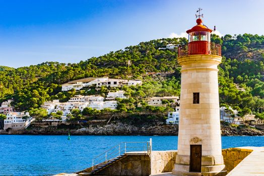 Spain Majorca, close-up of lighthouse in Port de Andratx, Balearic islands