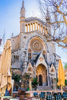 Majorca Soller with view of Sant Bartomeu church, Spain
