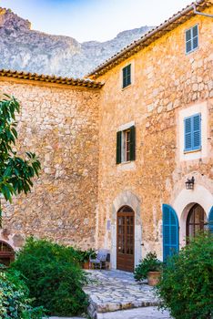 View of mediterranean house garden terrace patio