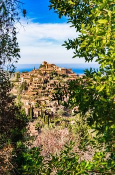 Old village Deia with beautiful landscape scenery on Majorca island, Spain
