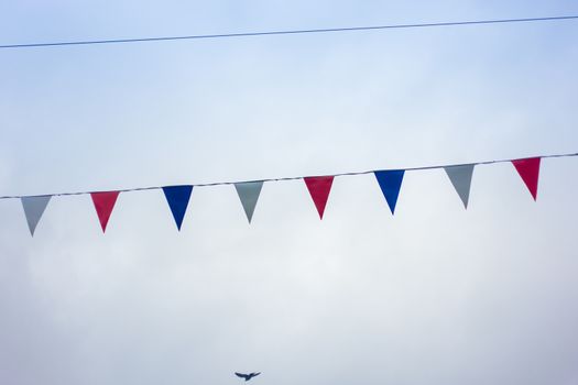 Bunting flags hanging in Kendal high street UK