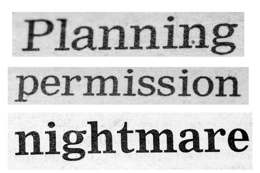 Distressed Planning Permission text on plain white background