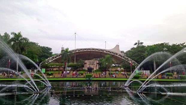 MANILA, PH - JAN 2 - Open air auditorium and water fountain at Rizal park on January 2, 2017 in Manila, Philippines.