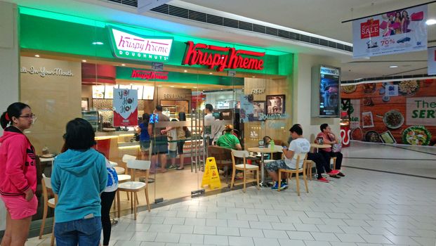 QUEZON CITY - JAN 3 - Krispy Kreme facade at SM Santa Mesa on January 3, 2017 in Quezon City, Philippines.