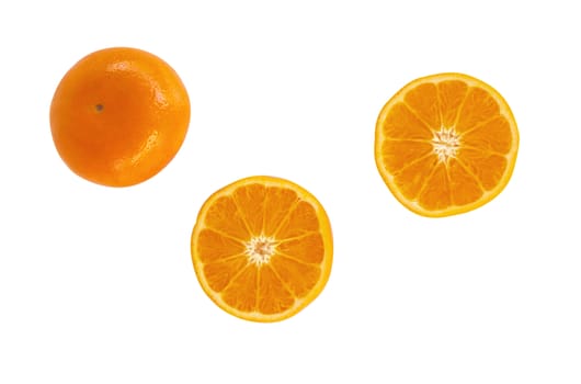 Fresh orange fruit slice isolated on white background