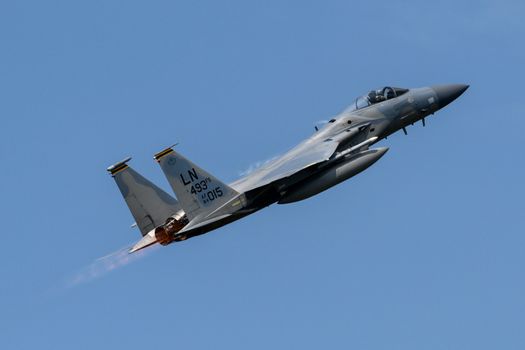 F-15C Fighter jet take off with afterburners