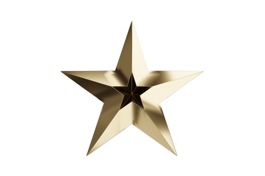 Glossy golden stars isolated on white background, star icon. 3D