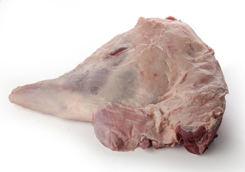 Isolated raw leg of lamb on the white background