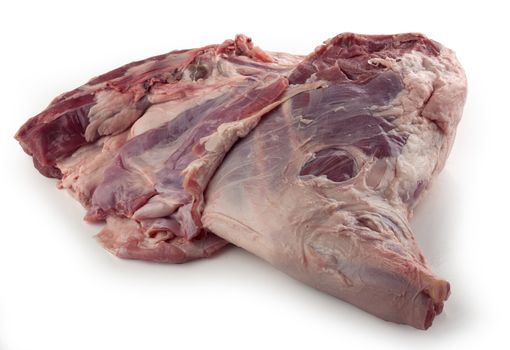 Isolated raw leg of lamb on the white background