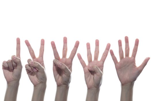 Hand action number 1, 2, 3, 4, 5 set.