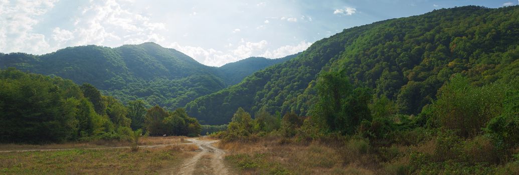 Road in the mountains in the Caucasus