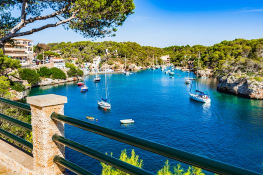 Beautiful view of old traditional fishing harbor at Cala Figuera bay, Majorca island Spain