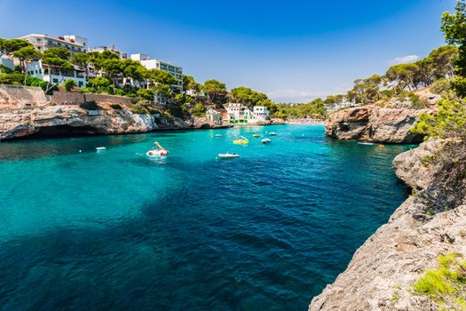 Idyllic bay beach Cala Santanyi on Majorca island, Spain Mediterranean Sea