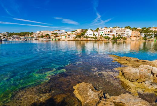 Beautiful coastline of Porto Petro harbor on Mallorca island, Spain Mediterranean Sea
