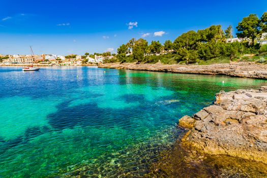Beautiful view of the coast in Portopetro on Mallorca island, Spain Mediterranean Sea