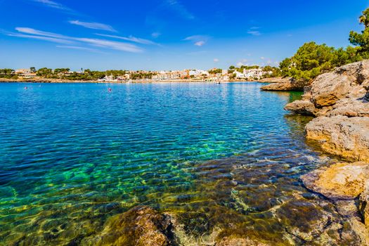Spain Majorca island, beautiful coast view of Porto Petro, Balearic Islands