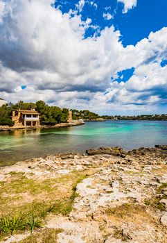 Idyllic bay of Calo de sa Torre beach on Mallorca island, Spain Mediterranean Sea