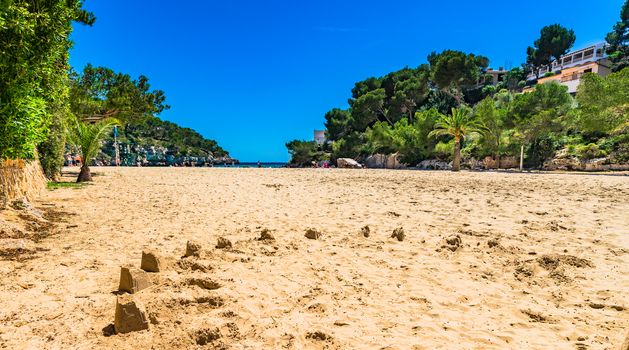 Beautiful sand beach bay Cala Santanyi on Mallorca, Spain Mediterranean Sea, Balearic Islands