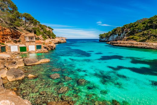 Idyllic bay of Cala Llombards beach on Majorca, Spain Balearic Islands