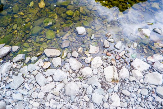 Horizontal background of pebbles and rivers edge